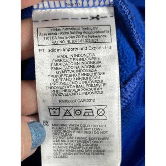 Adidas Men's XL Full Zip Hoodie Jacket Blue with Black Stripes Activewear gym - Picture 6 of 10